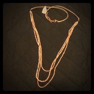 Three strand pink crystal necklace